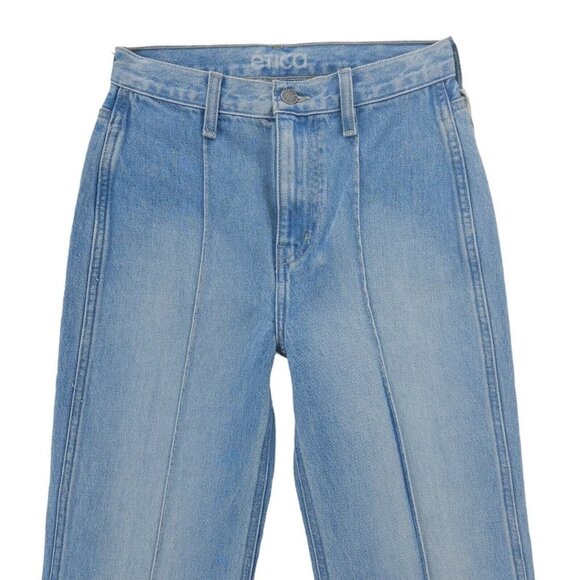 NWT ETICA Estilia High Rise Flared Pintuck Jeans BLUE REEF Wash Wide Leg Size 24 - Picture 2 of 8